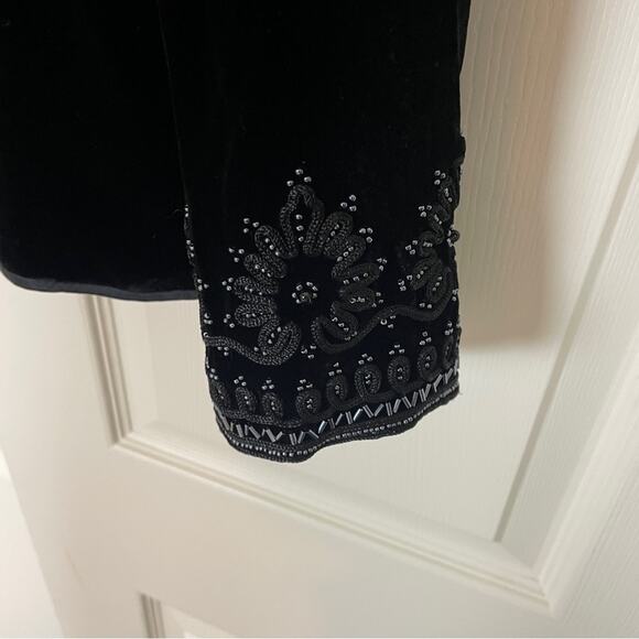 Peter Nygard black Velvet Beaded Antiqued Button Evening Jacket Lined - Picture 5 of 10